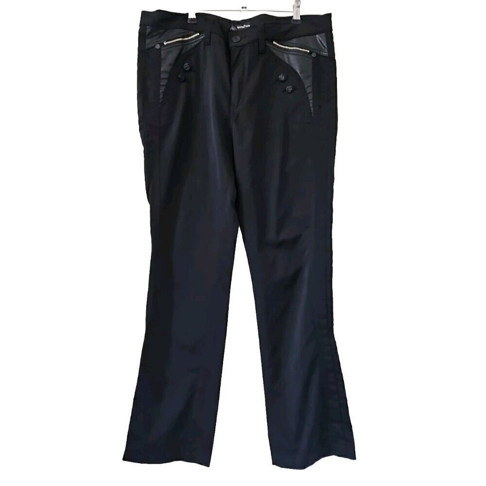 WamPum Jeans Trousers Womens L / EU 46 Black Straight W37 inch Y2K Goth Vintage